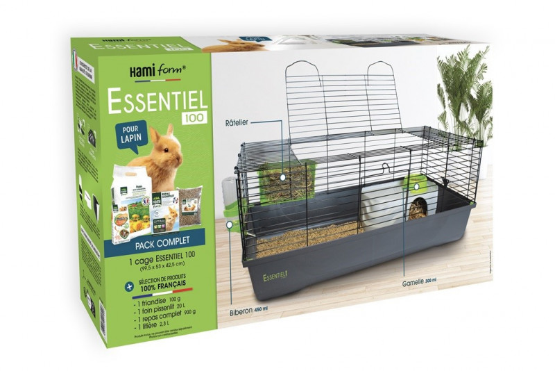 Kit cage Essentiel 100 , gris, rongeur : L. 95xl.