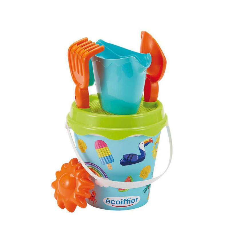 Seau de plage garni décor Holiday 17cm
