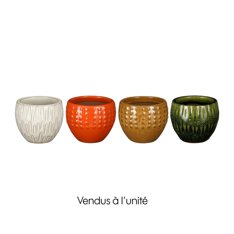 Cache-pot marron/orange/vert/blanc - H. 7. 5x?9. 5
