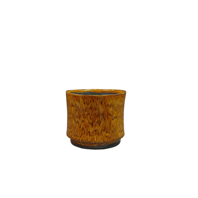 Cache-pot Nolan, en métal, coloris caramel - D. 14