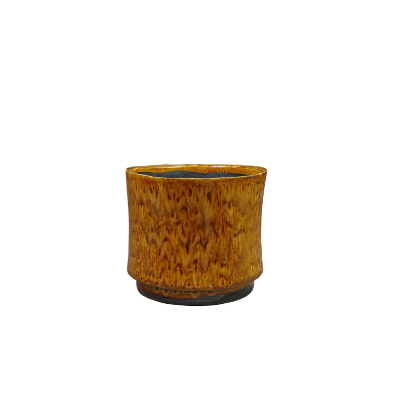 Cache-pot Nolan, en métal, coloris caramel - D. 17