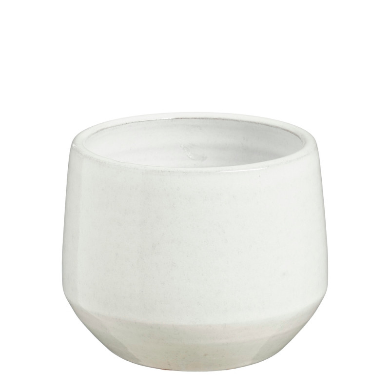 Cache-pot Matteo, coloris blanc - H. 13xD. 15cm