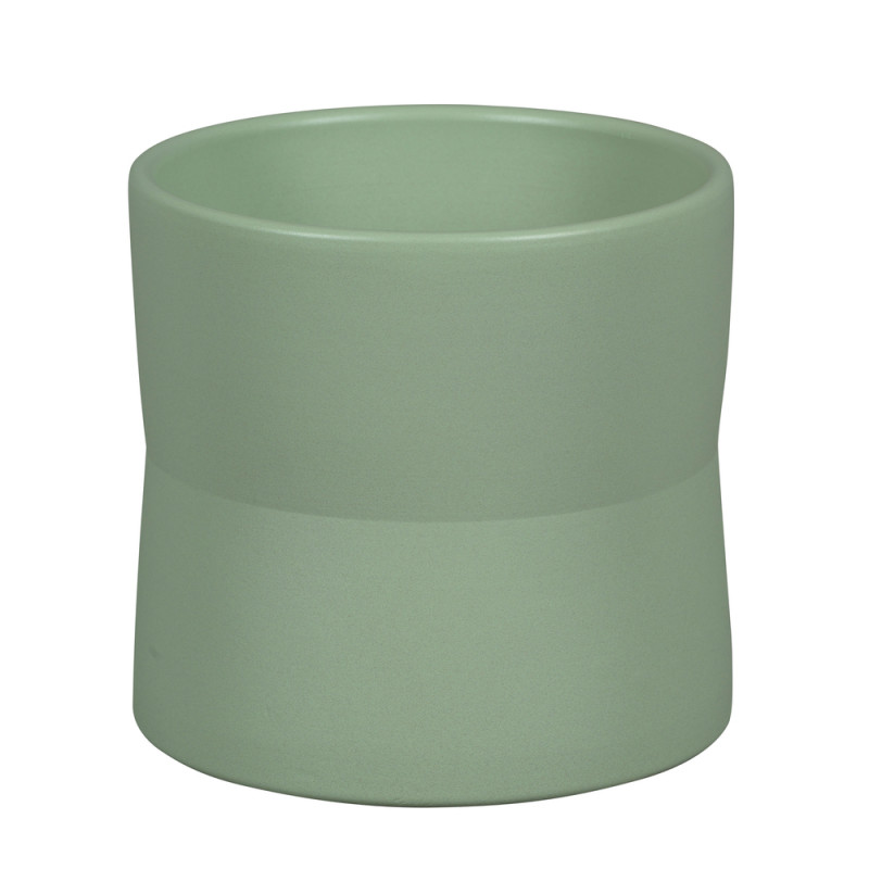 Cache-pot Denia, en grès, coloris vert - D. 20,5xH