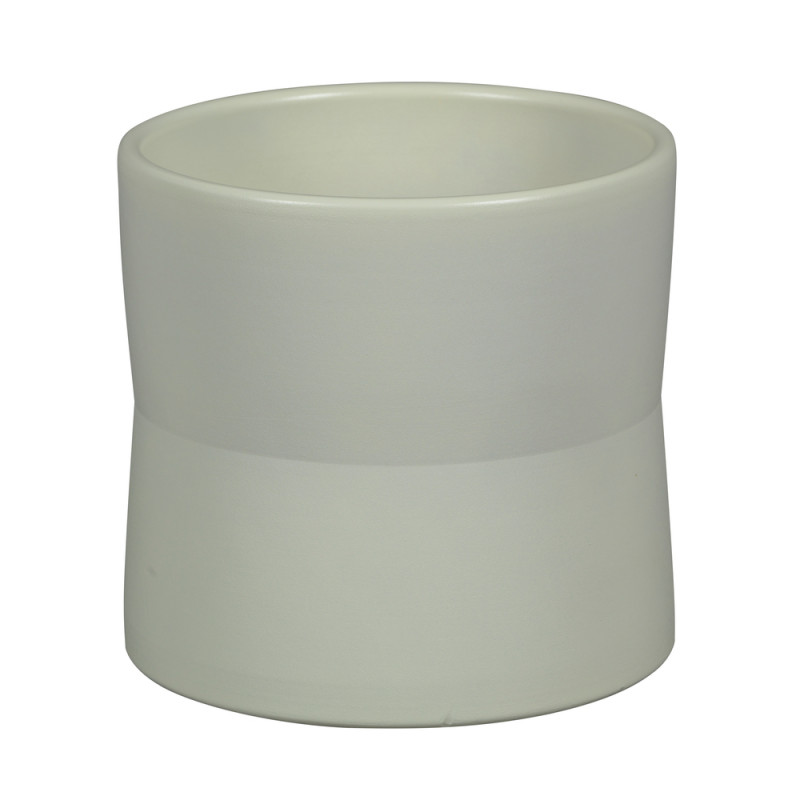 Cache-pot Denia en grès, coloris blanc - D. 17/H.