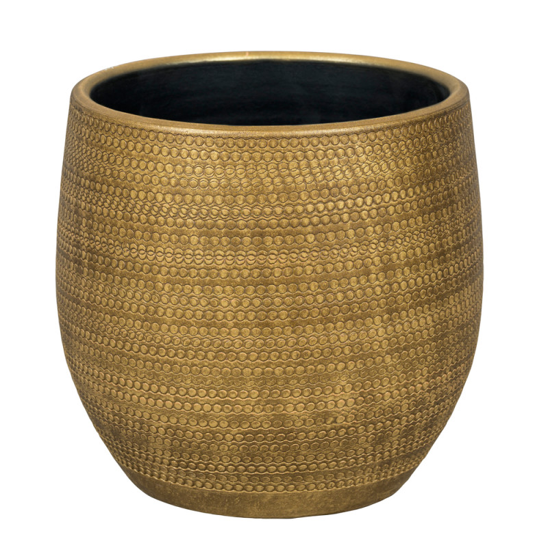 Cache-pot Boaz, en grès, coloris or - D. 24xH. 22c