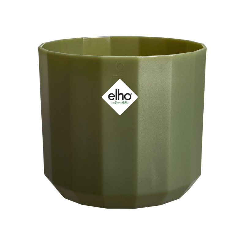 Cache-pot rond Facet, coloris vert forêt - D. 23cm