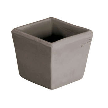 Petit pot carré en terre cuite grise L. 21 x l. 21