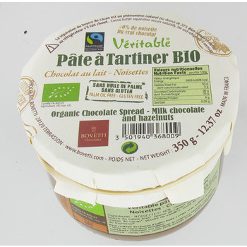 Pâte à tartiner bio: chocolat lait noisettes