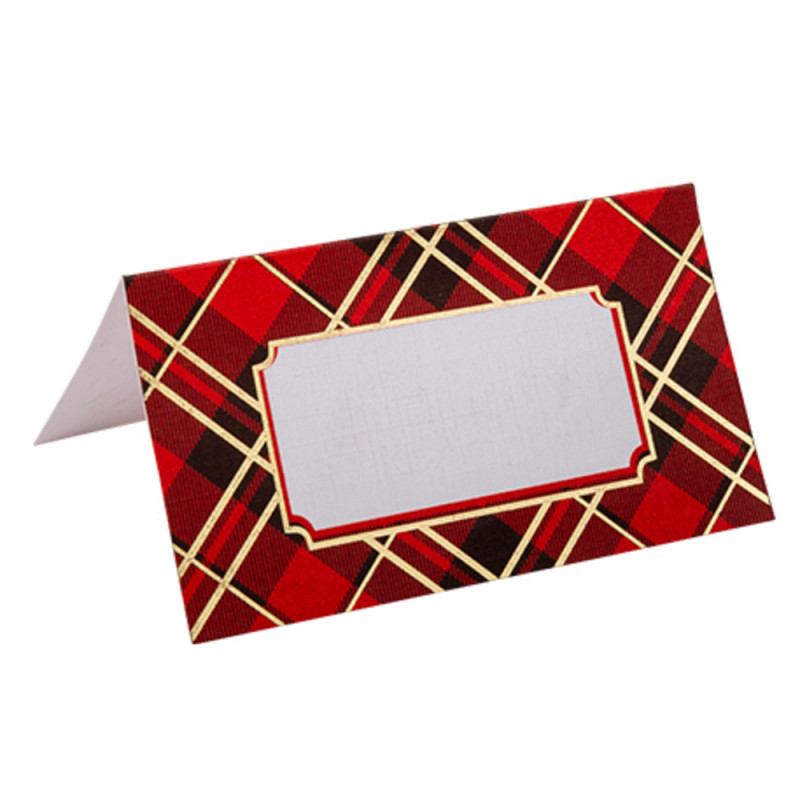 8 marque-places Tartan et dorure or - 9x5cm