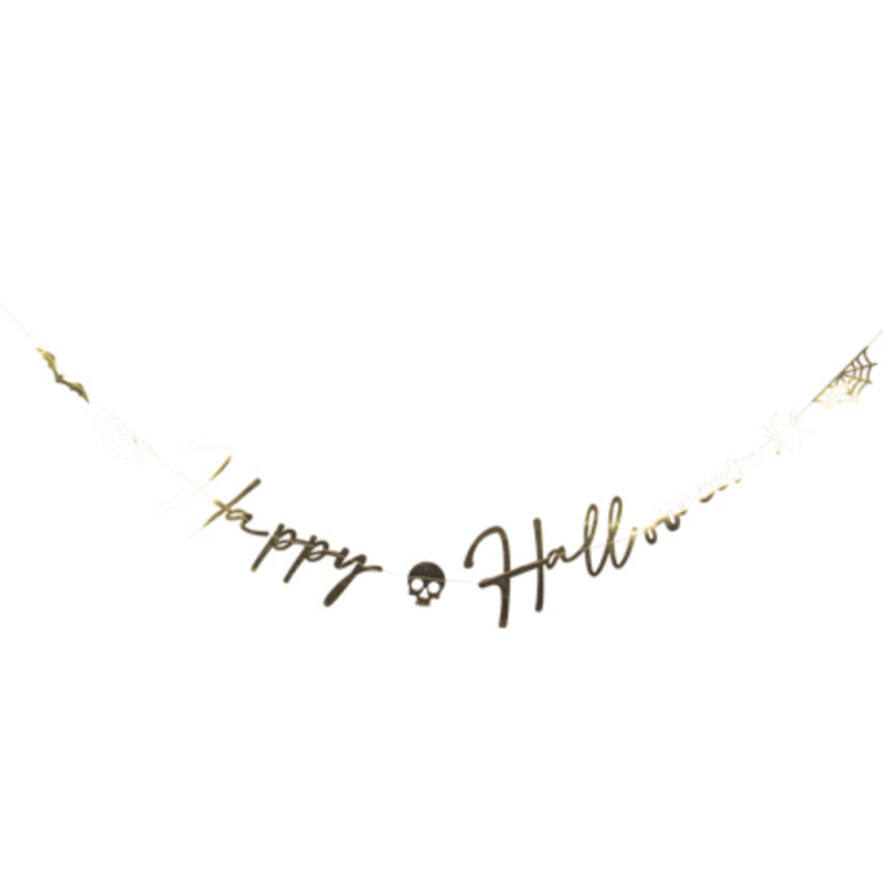Guirlande Happy Halloween papier Métal Or - 2m