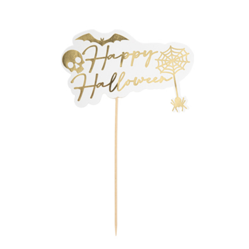 Déco sur Pic Happy Halloween blanche et or - 16x25
