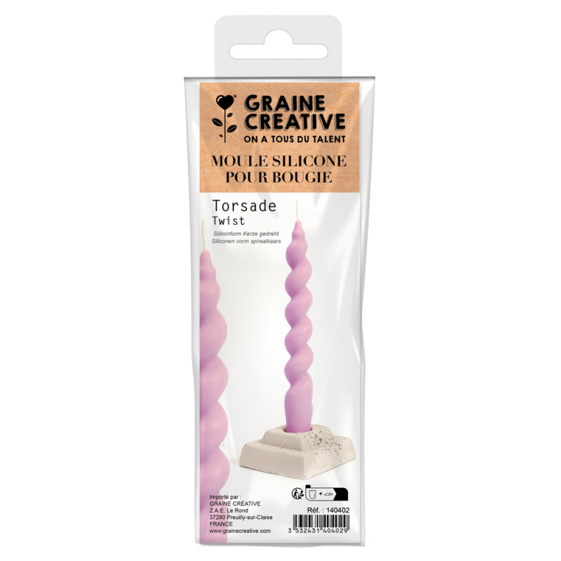 Moule silicone pour bougie - Torsadé H. 17cm