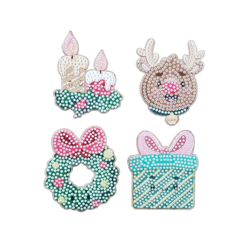 Kit de 4 stickers diamond Noël, coloris mixte - de