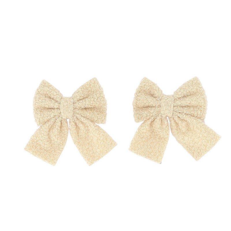 2 nuds de Noël en tissu bouclette, coloris crème