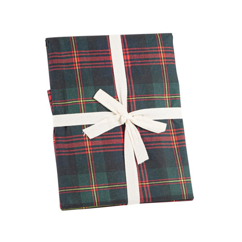Nappe écossaise en tissu Tartan, coloris vert et r
