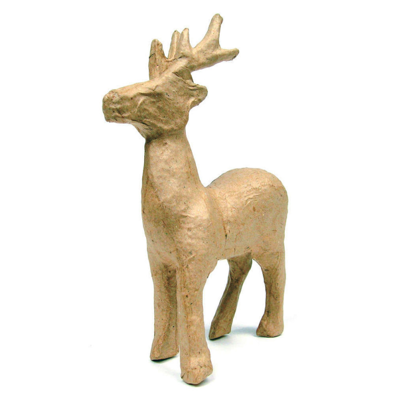 Renne debout, en papier maché L. 11 x 5 x H. 16 cm