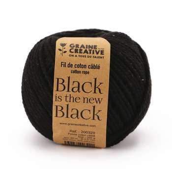Pelote de coton cable noir ø 2,5 mm - 200 g