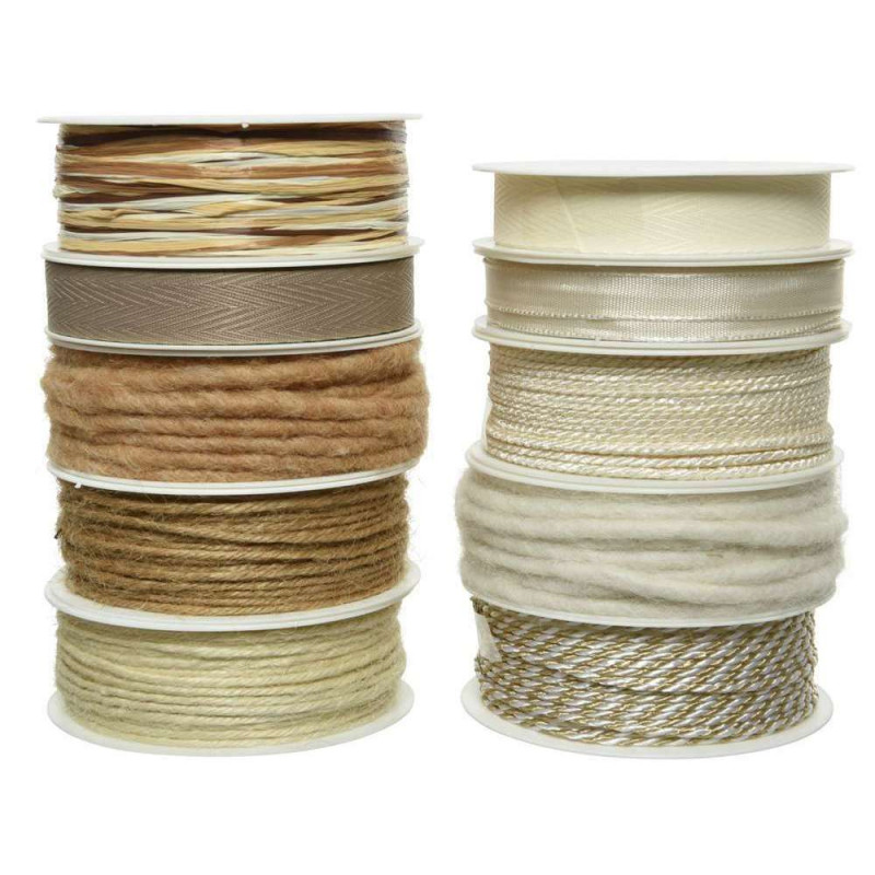 Ruban en polyester crème - 10 couleurs différentes