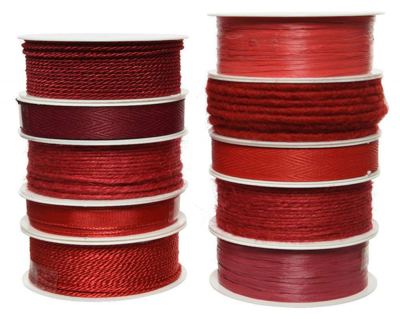 Ruban en polyester rouge, vendu à l'unité, modèles