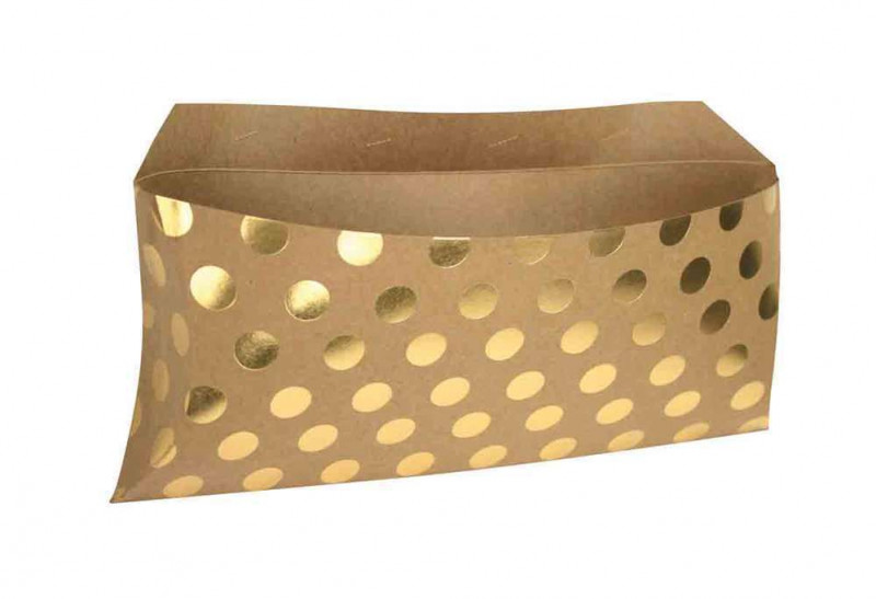Boîtes cadeaux carton avec foil pois doré 35 x 12,