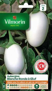 Graines d'aubergine Blanche Ronde à uf en sachet