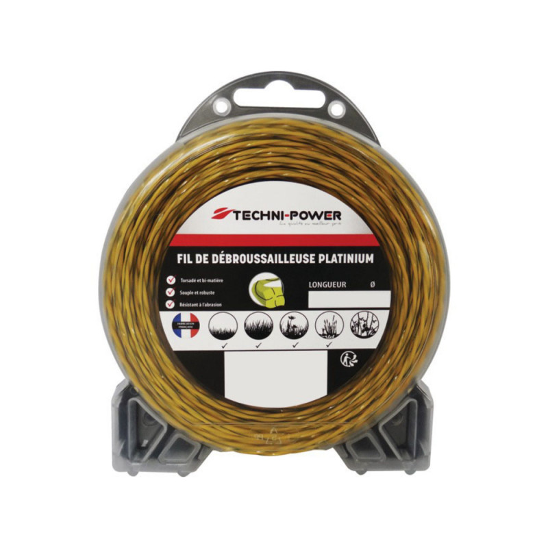 Fil de debroussailleuse torsade platinium ø 2,4 mm