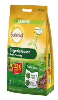 Engrais gazon anti-mousse 14 kg promo Solabiol