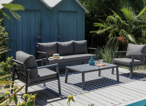 SET OCEANE II (2FT + 1CANAPE + 1TABLE BASSE)  GREY