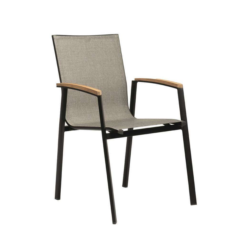 Fauteuil de jardin TOP : textilène gris 65x55x89cm