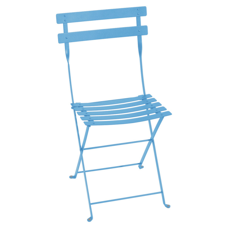 Chaise Bistro pliante, coloris bleu maya - L. 50cm