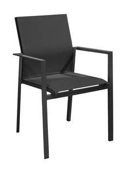 Fauteuil DELIA en toile et aluminium noir - 56x61x