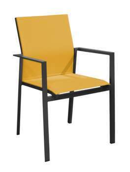 Fauteuil jardin empilable : alu, moutarde