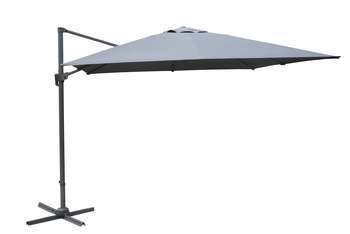 Parasol déporté en toile grise avec mât inclinable