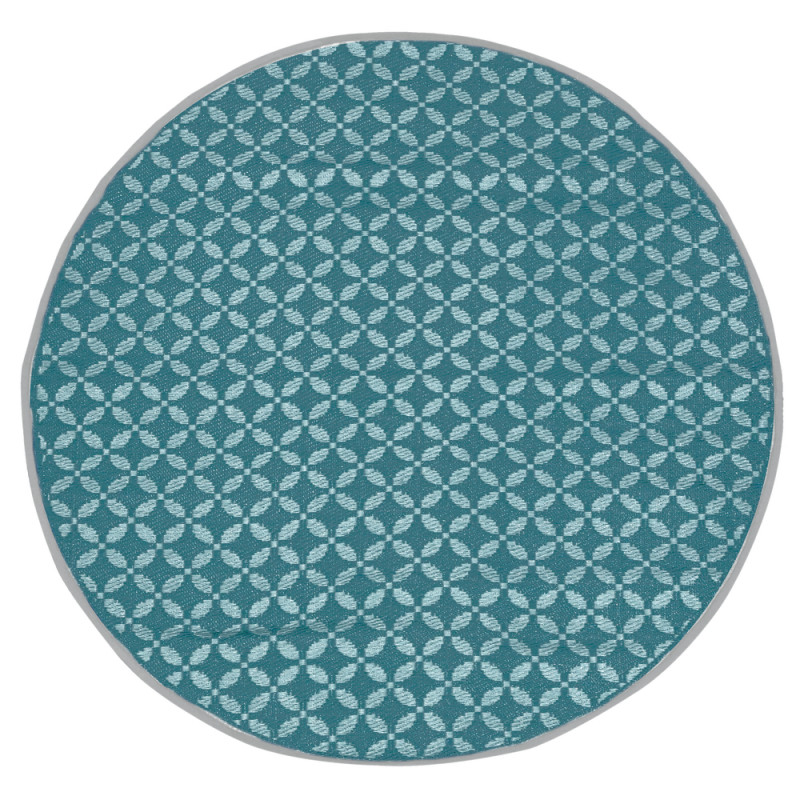 Tapis rond Jacquard SEVILLE réversible bleu 150cm