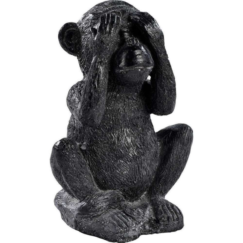 Statue zen Singe rien vu en béton ciré noire - H.