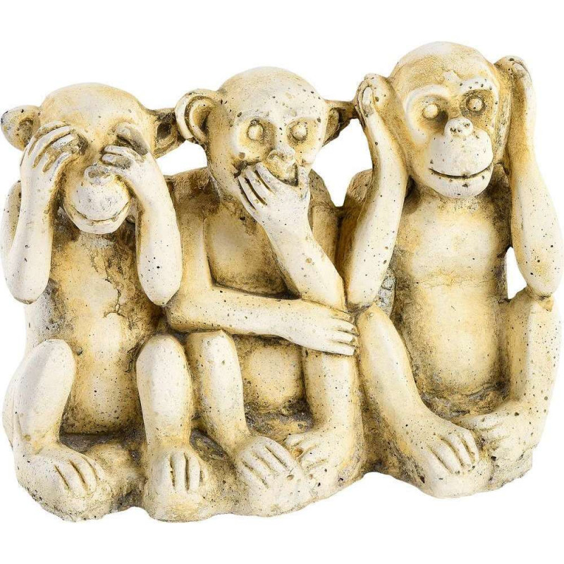 Statue zen Singes de la sagesse en pierre ton ciré