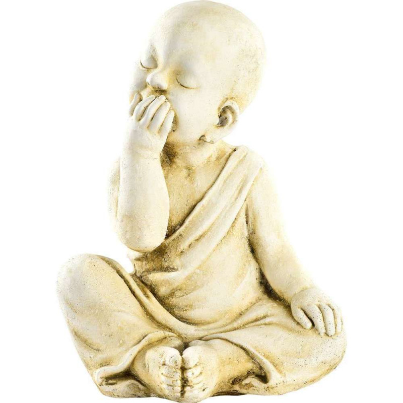 Statue zen moine enfant assis ton vieilli - H. 32c