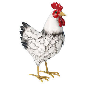 Poule en métal blanche - 20x10,5x27 cm