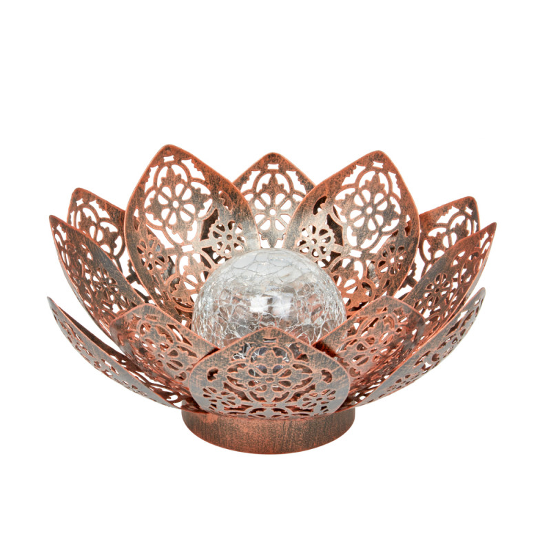 Lanterne solaire, lotus à poser Damasque , en méta