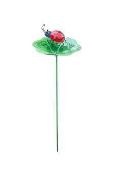 Pique pour jardin coccinelle et nénuphar en métal