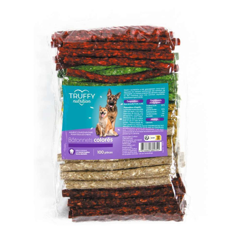 Bâtonnets colorés pour chien Truffy nutrition x100