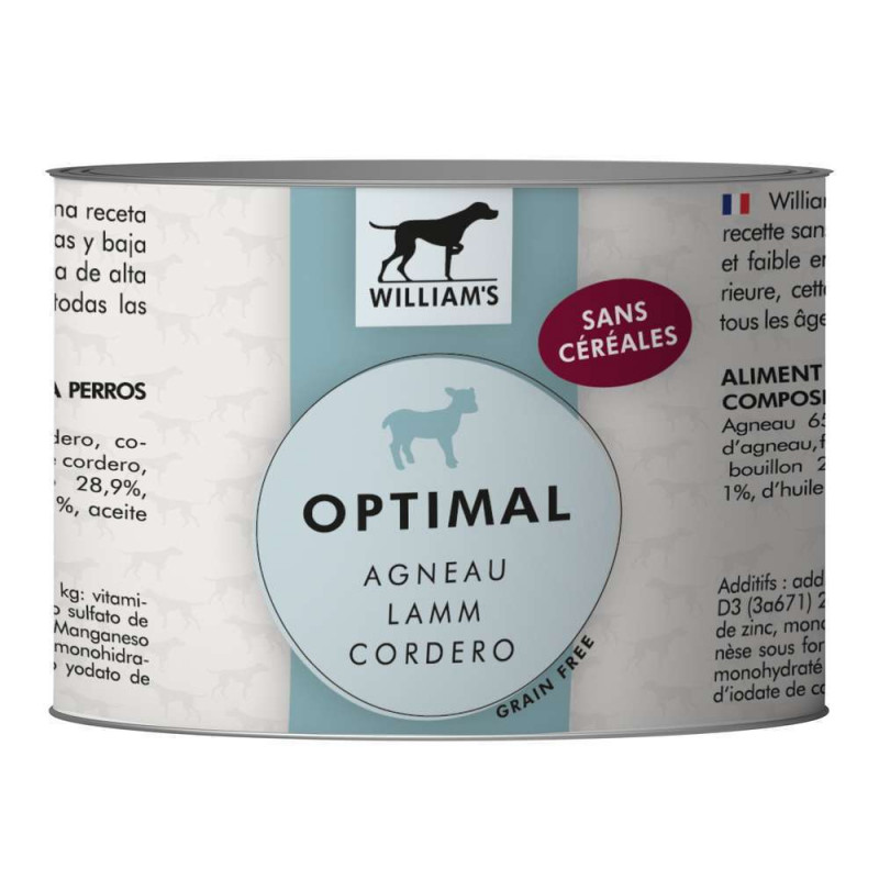 Terrine pour chien à l'agneau aliment humide sans