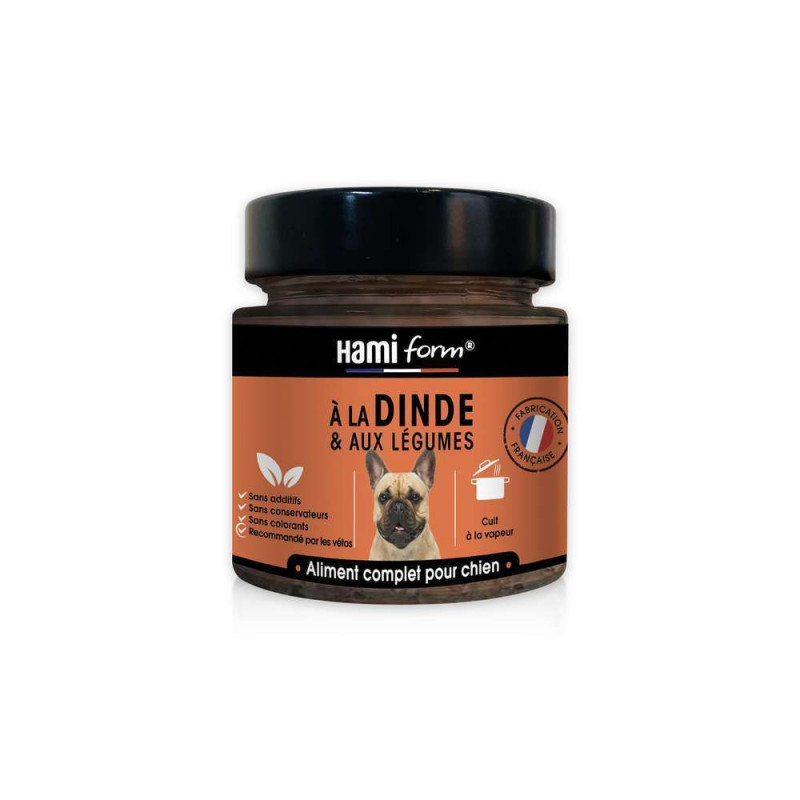 Menu cuisiné pour chien à la dinde et aux légumes