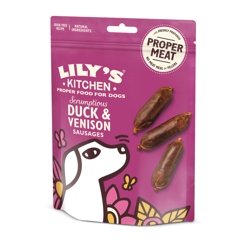 Friandises, mini saucisses de canard et chevreuil