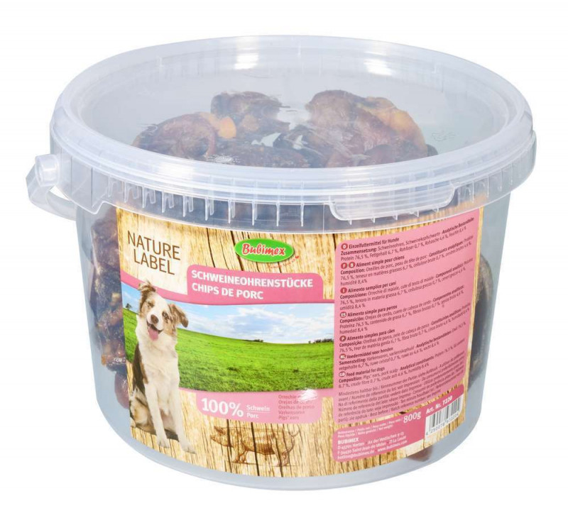 Chips de porc pour chien en seau 800g