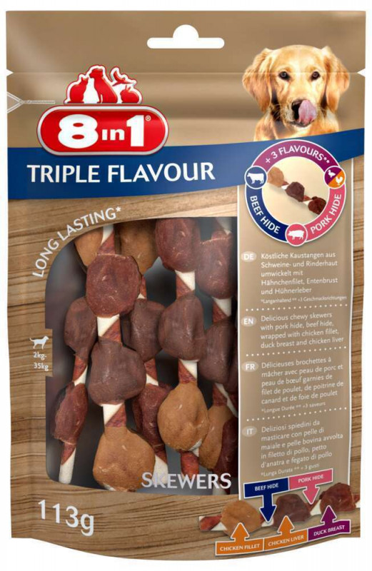 Friandise Skewers triple flavour pour chien x 6