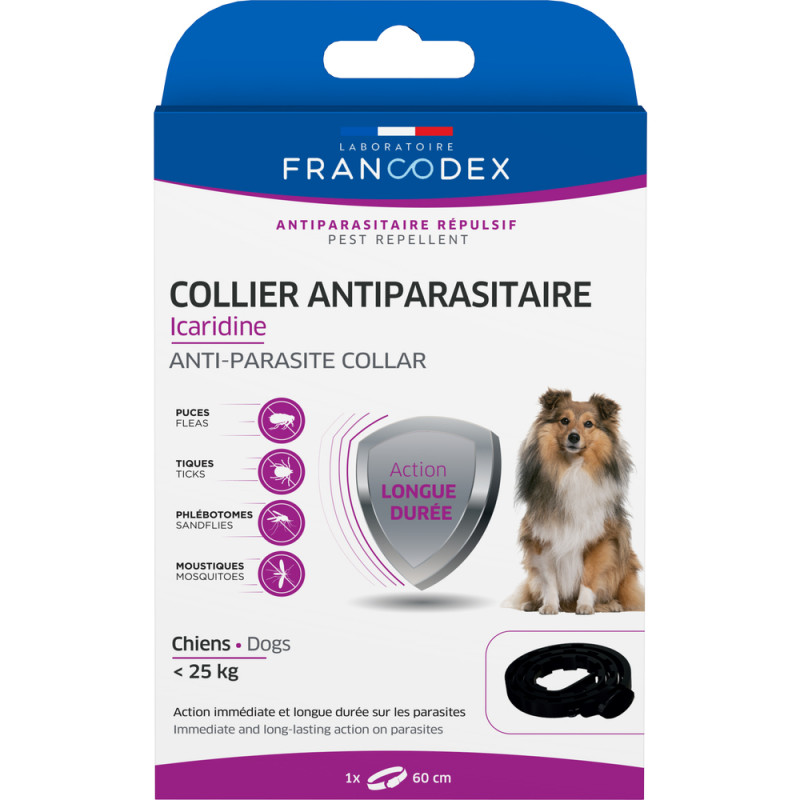 Collier Antiparasitaire Icaridine noir pour chien