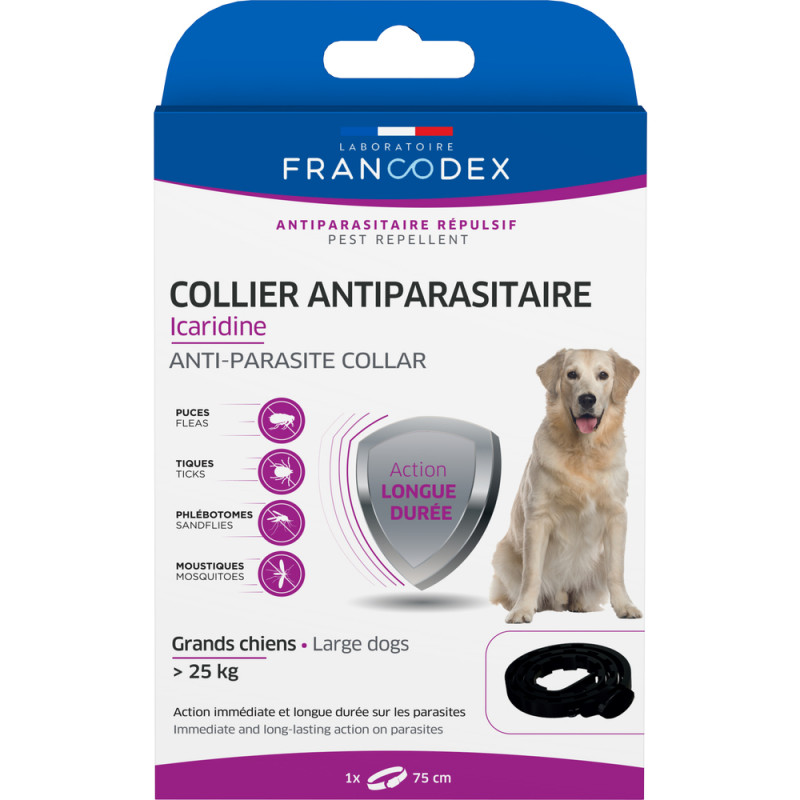 Collier Antiparasitaire Icaridine noir pour grand