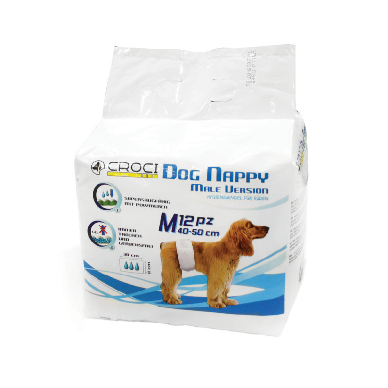 Couche ''Bande'' pour chien mâle M 40/50cm - x12