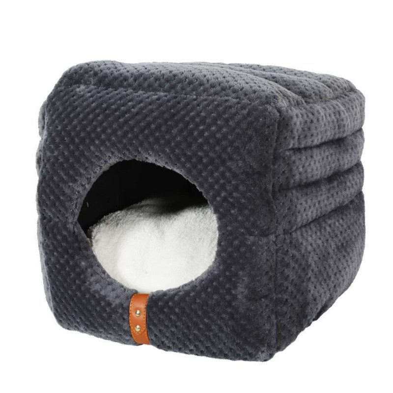 Cube 2 en 1 gris paloma 35 x 35 x 35 cm pour chat